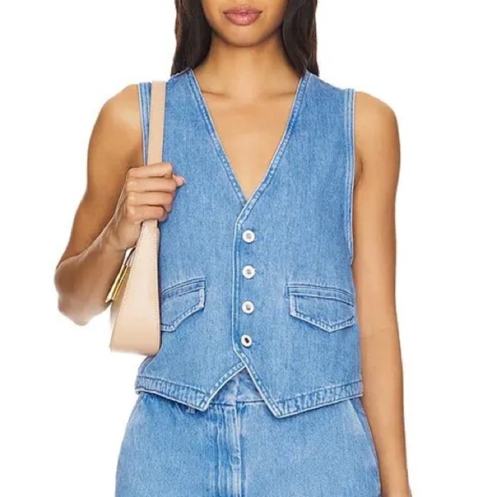 Favorite Daughter 2024 Poppy Denim Button Vest Jacket